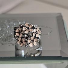 Genuine Pandora Rare Vintage Flower Blossom Ring Size 54
