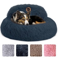 Medium Donut Dog Bed 30" - Washable Anti-Slip Plush Round Bed for Dogs Up to 45