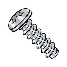 Self-Drilling Screw, #2-32 x 1/4 in, Zinc Plated Steel Pan Head Phillips Drive,