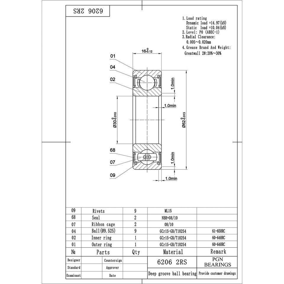 Qtà. 50) 6206-2RS C3 EMQ Cuscinetti A Sfera Sigillati Premium - Foto 7