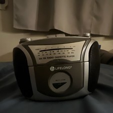 Lifelong AM/FM Radio Cassette Player Auto Stop Silver Stereo Boombox