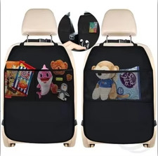2PCS Children'S Car Seat Backrest Cover, Rear Seat Kick Mat with Storage Bag, Su