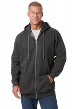 KingSize Men's Big  Tall Longer-Length Fleece Full Zip Hoodie