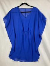 Express womens Mini Dress with Sheer Overlay size S royal blue