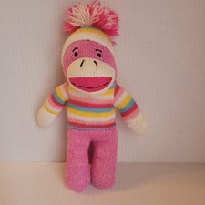 Dan Dee Collectors Choice Pink Striped Sock Monkey 10" Stuffed Animal Toy