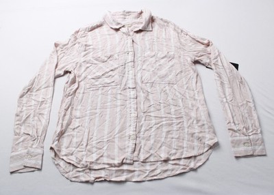 Thread & Supply Myla Button-Up Shirt EH6 Pink Dust Off-White Stripe Small NWT
