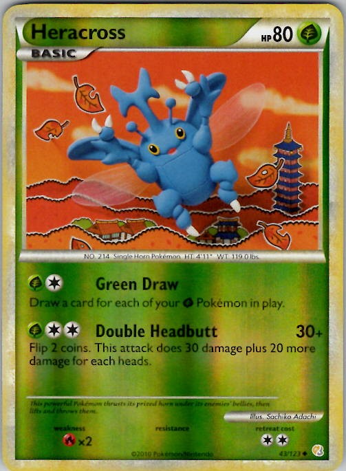 Heracross HeartGold SoulSilver 43/123 Reverse Holo NM