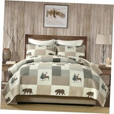 Quilts Queen Size, 100 Cotton Queen Quilt Queen 90"x98" Brown/Gray/Beige
