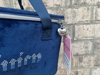 Juicy Couture Blue Velour Cooler Bag Rhinestone Logo Insulated