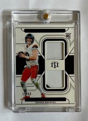 2024 National Treasures Bo Nix Dual Patch /49 Rookie Jersey #RDM-BNX Broncos RC