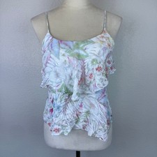 American Eagle Outfitters Womens Floral Ruffle Lightweight Cami Tank Top Sz Sm