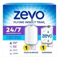 Zevo Fly Trap 1+1 Refill Plug-In UV Light Gnat & Fruit Fly Catcher
