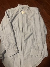 Ralph Lauren Boy Oxford Shirt Blue White Stripe Button Down Pony Logo 14 NWT