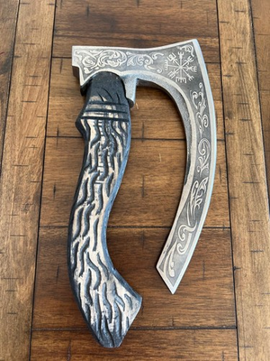 #ad CUSTOM HANDMADE VIKING VALHALLA AXE W WOOD HANDLE AND PREMIU LEATHER SHEATH $59.99