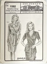 New Vintage Ann Person Collectibles Wrap Dress & Top Sewing Pattern  Uncut #1592