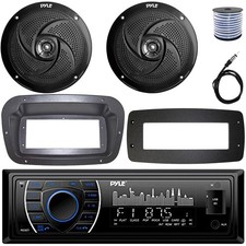 Pyle Single-DIN Marine Receiver W/Kit  Adapter Plate, 2x 8'' 320W Max Speakers