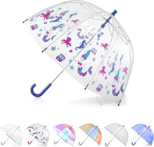 Kids Lightweight Dome Canopy Bubble Umbrella with Wind and Rain Protection