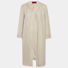 Carolina Herrera Beige Tweed Open Front Coat ...