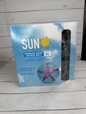 Mermaid Super Bounce Ball 20'' Inflatable w Pump New Bring On The Sun New