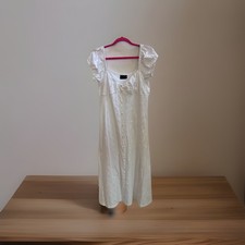 Cottagecore Size 14 White Eyelet Milkmaid Maxi Dress Boho Coastal Cowgirl Chic