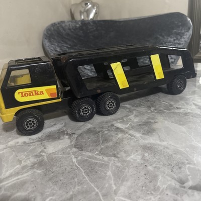 Tonka LKW - Autotransporter - schwarz orange gelb - 1978.