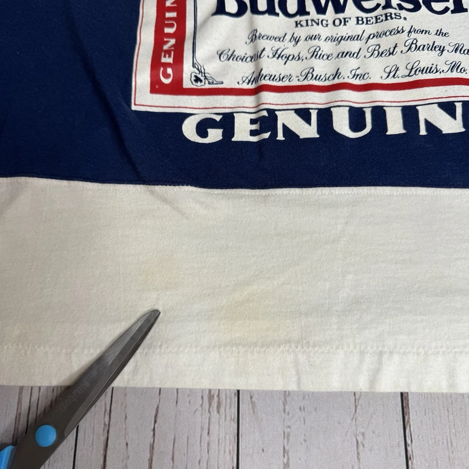 Camiseta vintage Budweiser genuina con gráfico de cerveza recortada talla única para todos Foto 3 de 4