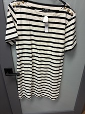 NWT J.Crew Striped Short Sleeve Dress with Gold Buttons - Size S