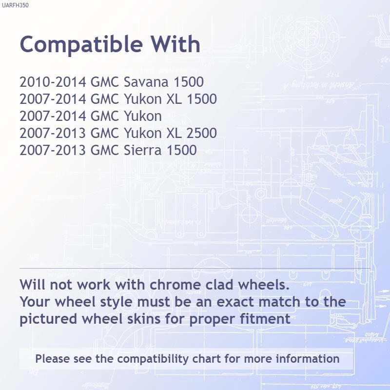 4 Cubiertas de llanta de aleación cromadas de 17" para GMC SIERRA YUKON 2007-14 Foto 3 de 4