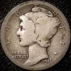 1916 S Mercury Dime - Good - 90% Silver Winged Liberty 10C