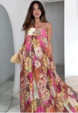 Zara ZW Collection Strapless Floral Print Long Maxi Dress Size S 3095/120