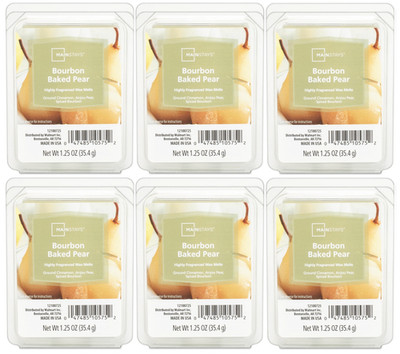 6 Mainstays BOURBON BAKED PEAR Highly Fragranced Scented Wax Cube Melts