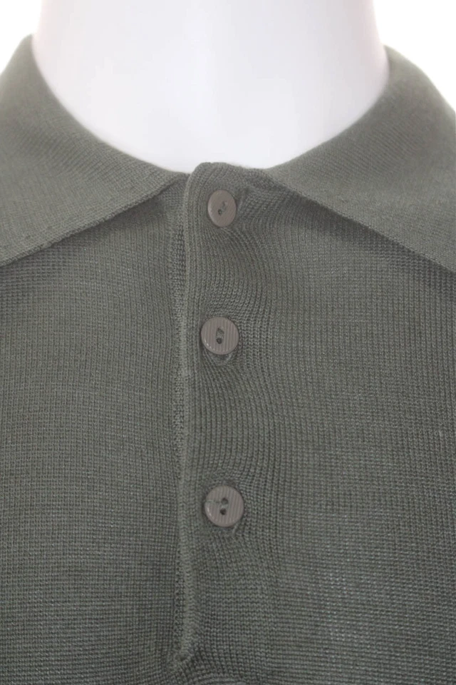 Camisa Jhane Barnes Para Hombres Seda Manga Larga Cuello en V Botón Tejida Verde Talla M Foto 4 de 4