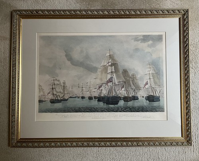 #ad #ad Battle of Trafalgar Robert Dodd 1843 hand colored lithograph Framed Archival $449.00