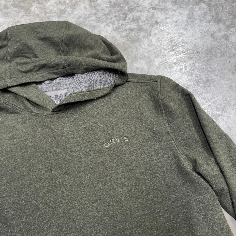 Sudadera con Capucha Orvis Para Hombre Pequeña Colección Verde Pullover Ligero Manga Larga Foto 3 de 4