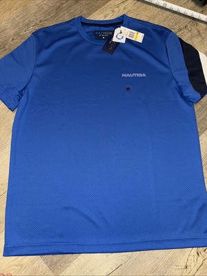 Nautica M Mens Navtech Crewneck T-Shirt Olympic Blue Moisture Wicking Breathable