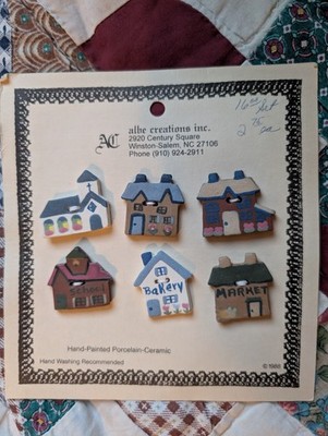 Albe Creations Inc Vintage Homes Ceramic Buttons Set Of 6