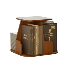 Rotating Book Shelf for Desk, Revolving Bookcase with 4 Compartments, Small S...