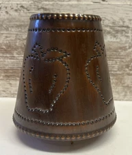 Punched  Tin Copper Candle Lamp Shade Apple Design Organs Tinware Country Farm