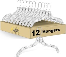 Quality Clear Plastic Hangers 12 Pack Durable Crystal Cut Heavy Duty Hangers