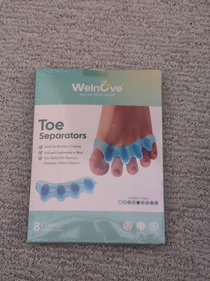 Welnove Toe Separators Spacers Bunion Corrector Pain Relief Blue Soft 