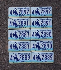 WYOMING LICENSE PLATE - LOT OF 10 - COWBOY PLATES