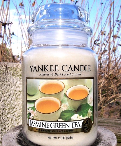 Yankee Candle Retirado "JASMINE GREEN TEA" Grande 22 oz ~ ETIQUETA BLANCA ~ RARO ~ NUEVO - Imagen 3 de 4