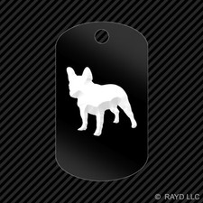French Bulldog Keychain GI dog tag engraved many colors dog canine frenchie