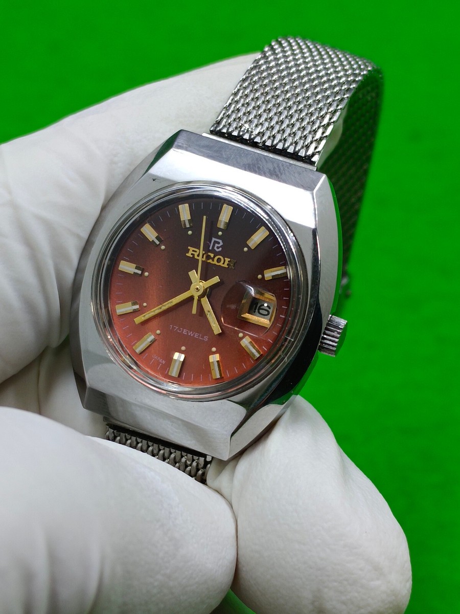RICOH SHOCKPROOF watch 17 Jewels Mechanical Manual Date Indicator 