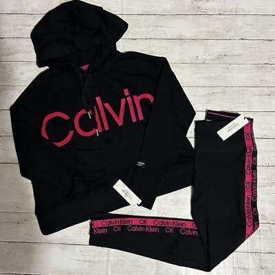 Calvin Klein Cropped Logo Hoodie 7/8 Length High Rise Tape