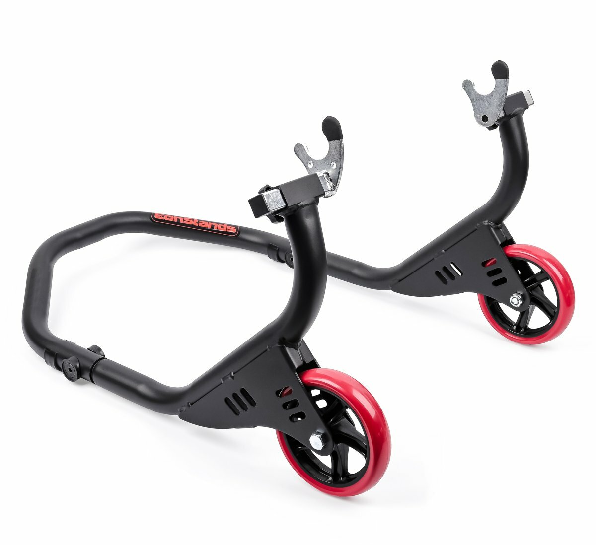 Set: Caballete Moto Delantero Falcone Para Frenos De Doble Disco Constands Con Calzo Rueda Easy Plus