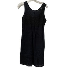 Womens Madewell black Eyelet Dress Zipper Lined 100% Cotton Sleeveless small