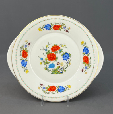 Aynsley FAMILLE ROSE 10'' Handled Cake Plate Dish(es): MINT