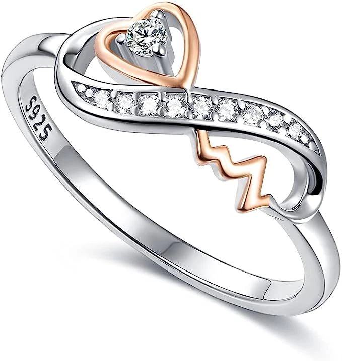 Forever Sterling Silver Infinity Love Knot Heartbeat Promise Rings