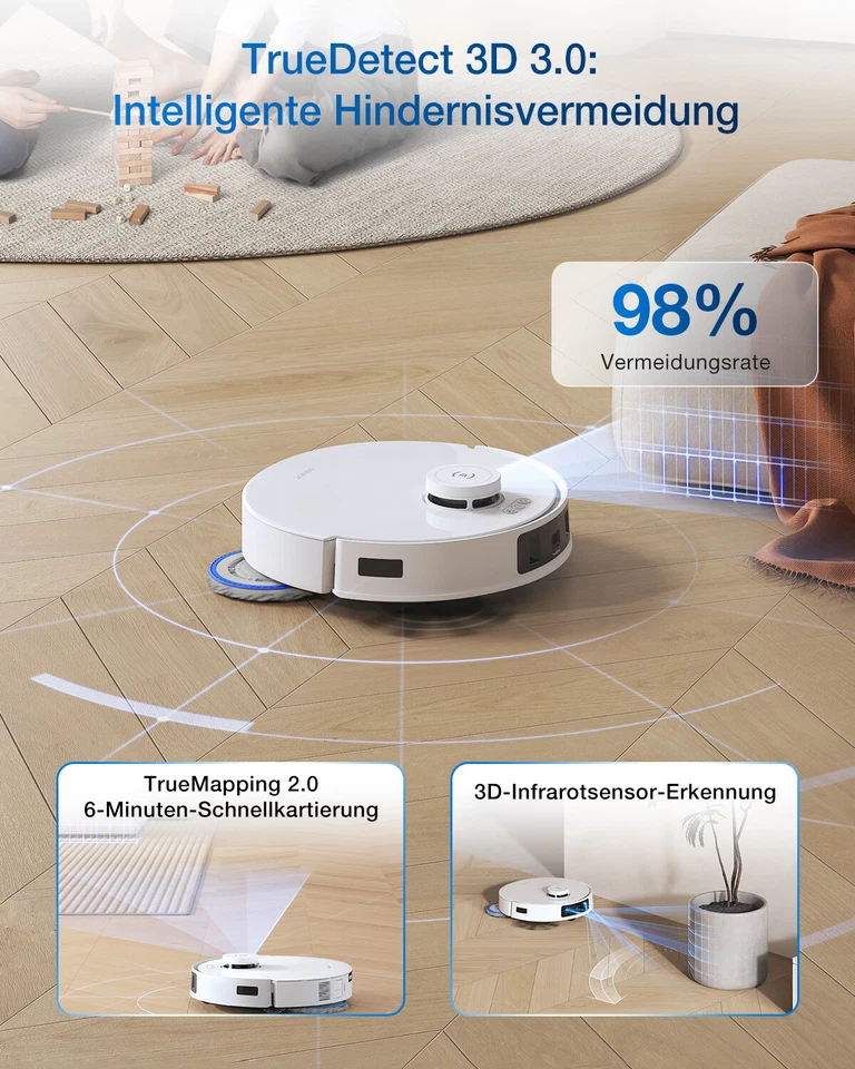 ECOVACS DEEBOT T30C PRO OMNI Saugroboter mit Wischfunktion 12800PA Weiß NEU - Bild 4 von 4